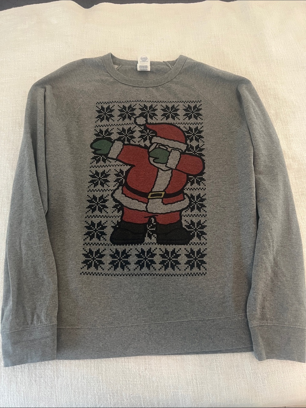 Delta Fleece Unisex Adult Gray Classic Holiday Santa Dabbing Sweatshirt Sz 2XL